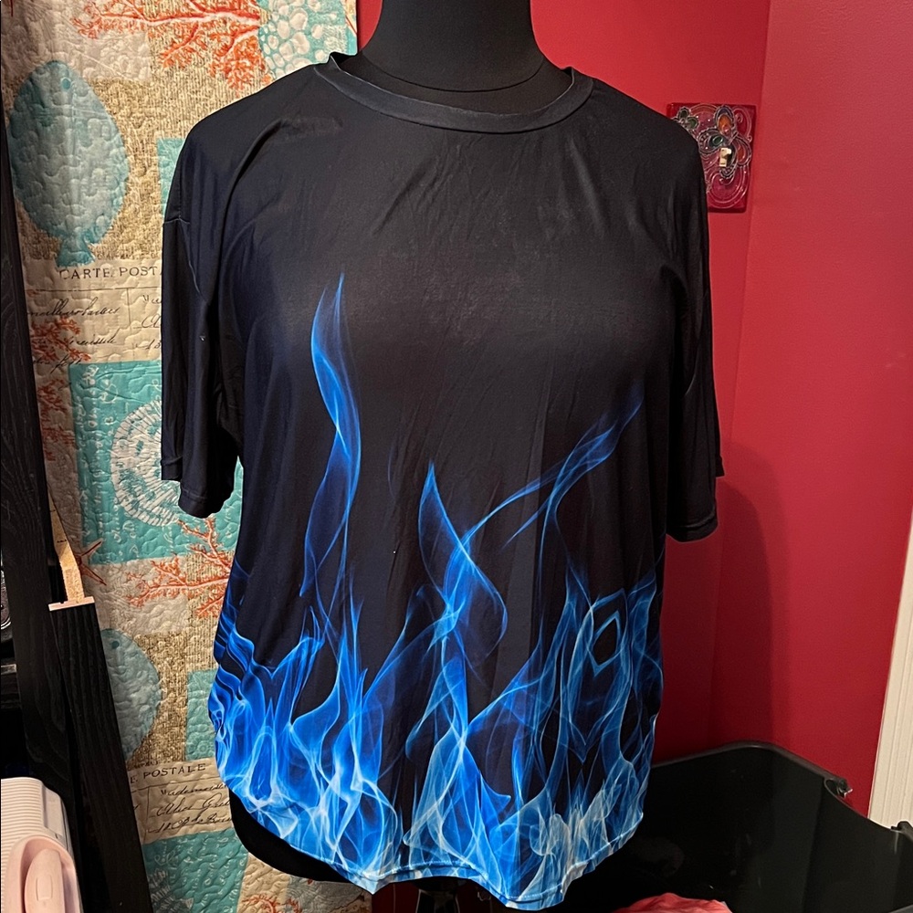 Blue Flame Graphic Women's Top